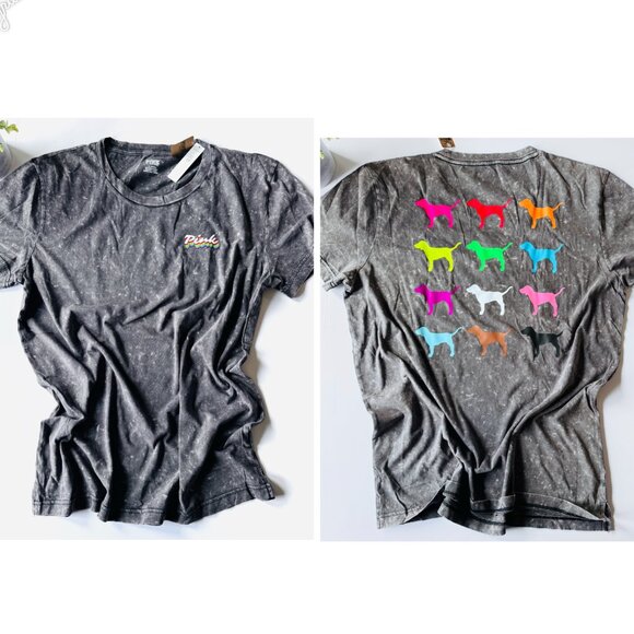 PINK Victoria's Secret Tops - Victoria's Secret PINK, Gray Washed Oversize T Shirt New With Tags, Distressed